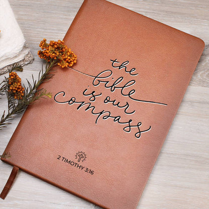 Bible Is Our Compass - Custom Leather Journal - Christian Notebook - Liliana and Liam