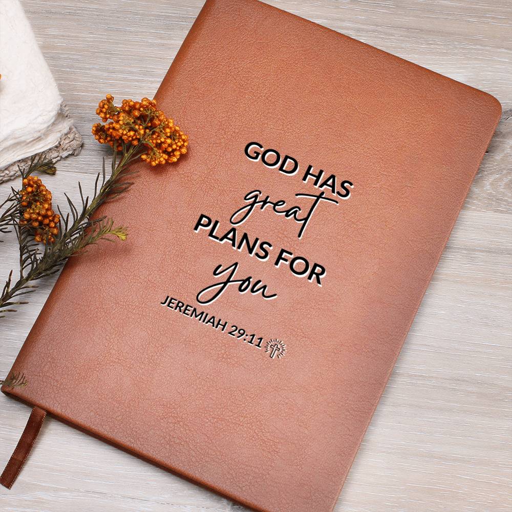 Christian Notebook - Great Plans For You - Jeremiah 29_11 - Inspirational Leather Journal - Encouragement, Birthday or Christmas Gift