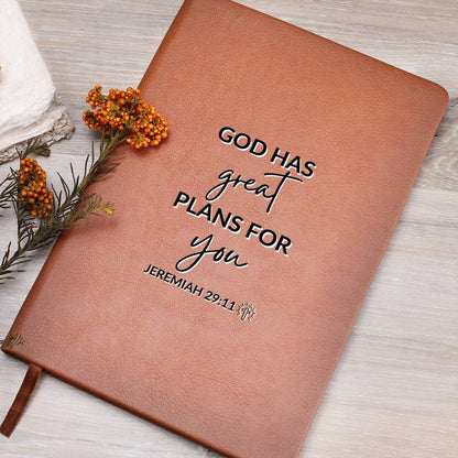 Great Plans For You - Jeremiah 29_11 - Custom Leather Journal - Christian Notebook - Liliana and Liam