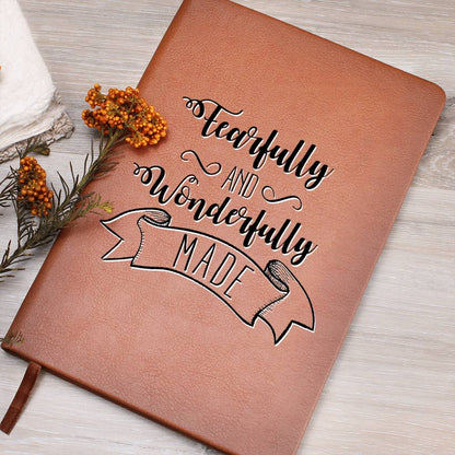 Fearfully and Wonderfully Made - Custom Leather Journal - Christian Notebook - Liliana and Liam