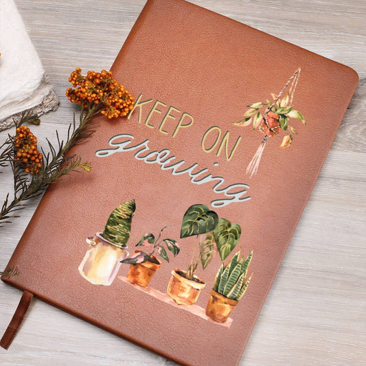 Keep On Growing - Custom Leather Journal - Plant Lover Notebook - Liliana and Liam