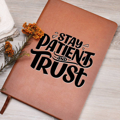 Stay Patient - Custom Leather Journal - Inspirational Notebook - Liliana and Liam