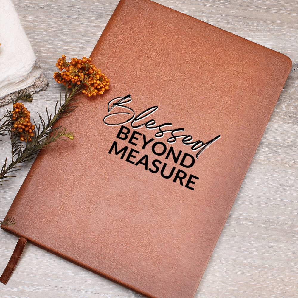 Christian Notebook - Blessed Beyond Measure - Inspirational Leather Journal - Encouragement, Birthday or Christmas Gift
