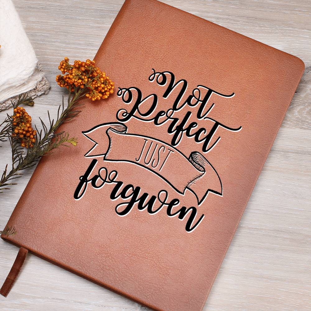 Christian Notebook - Not Perfect, Just Forgiven - Inspirational Leather Journal - Encouragement, Birthday or Christmas Gift