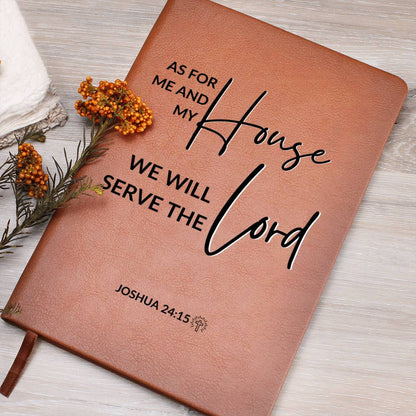 As For Me And My House - Joshua 24:15 - Custom Leather Journal - Christian Notebook - Liliana and Liam