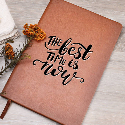 The Best Time Is Now - Custom Leather Journal - Inspirational Notebook - Liliana and Liam