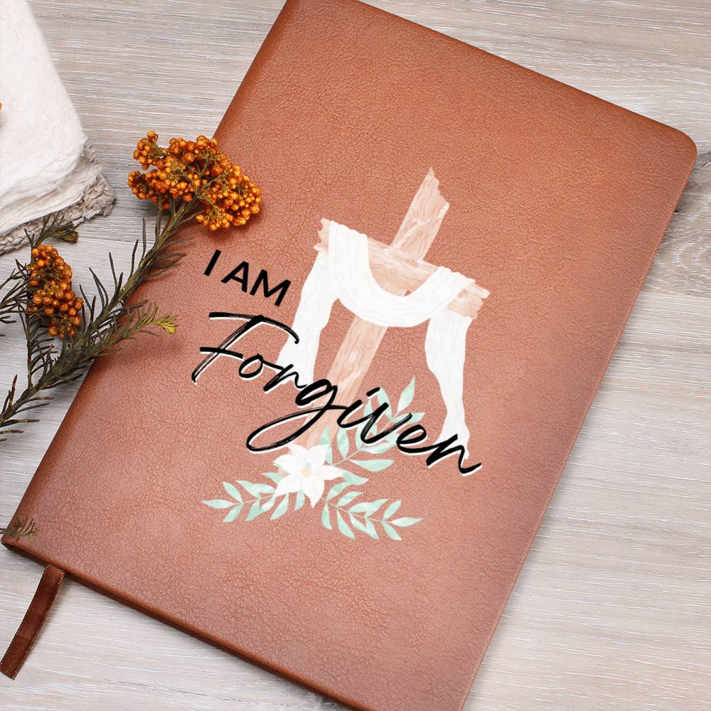 Christian Notebook - I Am Forgiven - Inspirational Leather Journal - Encouragement, Birthday or Christmas Gift