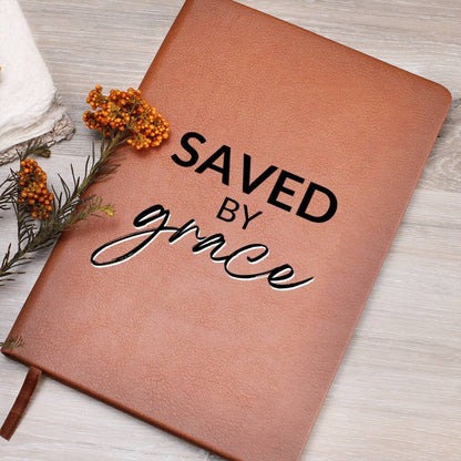 Saved By Grace - Custom Leather Journal - Christian Notebook - Liliana and Liam