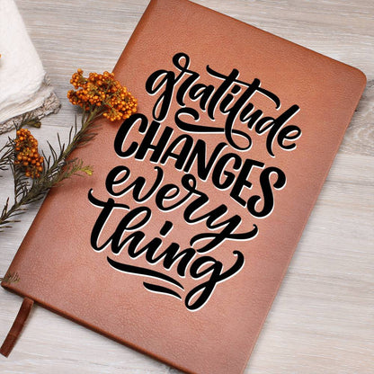 Gratitude Changes Everything - Custom Leather Journal - Inspirational Notebook - Liliana and Liam