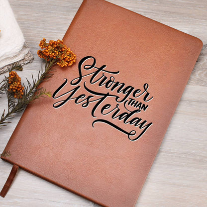 Stronger Than Yesterday - Custom Leather Journal - Inspirational Notebook - Liliana and Liam
