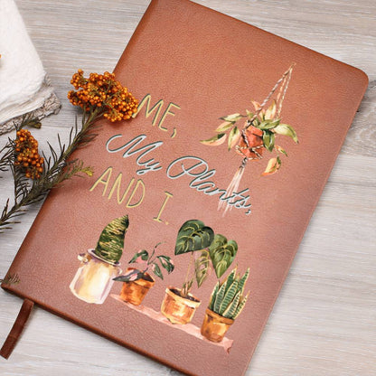 Me, My Plants And I - Custom Leather Journal - Plant Lover Notebook - Liliana and Liam