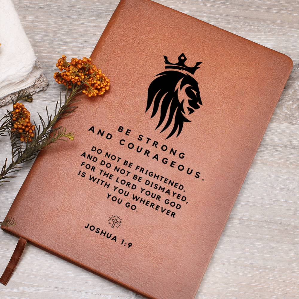 Christian Notebook - Be Strong And Courageous - Joshua 1_9 - Inspirational Leather Journal - Encouragement, Birthday or Christmas Gift