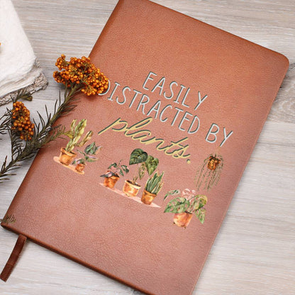 Distracted By Plants - Custom Leather Journal - Plant Lover Notebook - Liliana and Liam