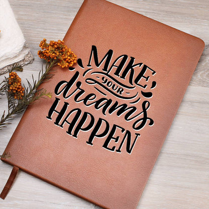 Make Your Dream Happen - Custom Leather Journal - Inspirational Notebook - Liliana and Liam