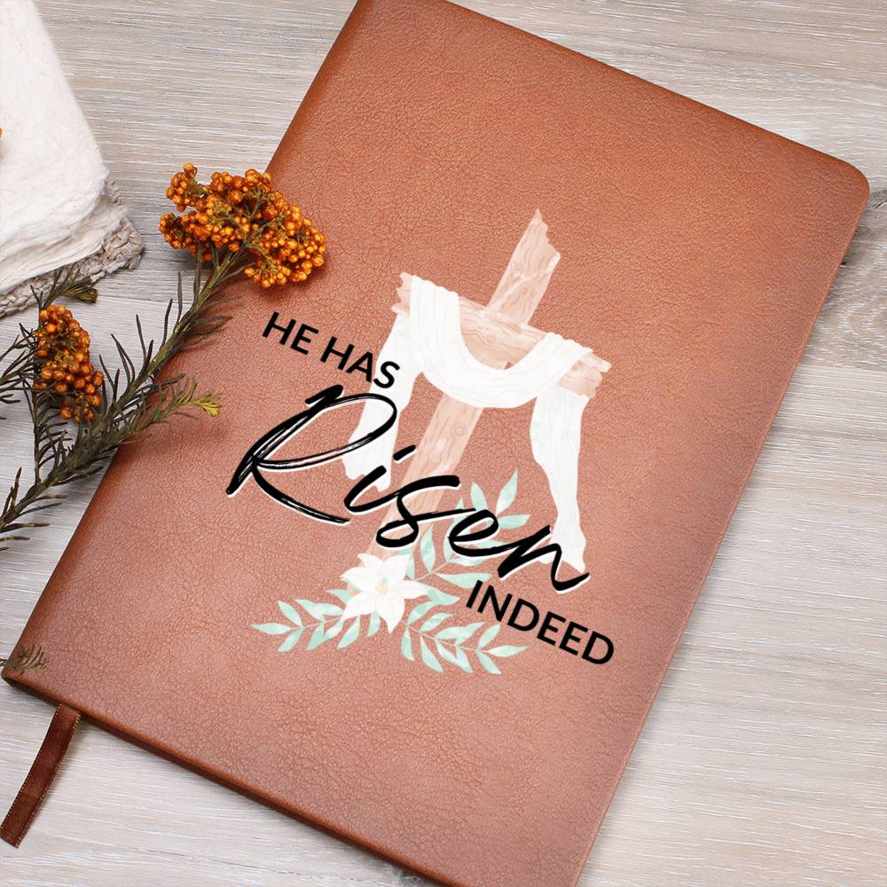 Christian Notebook - He Has Risen - Inspirational Leather Journal - Encouragement, Birthday or Christmas Gift