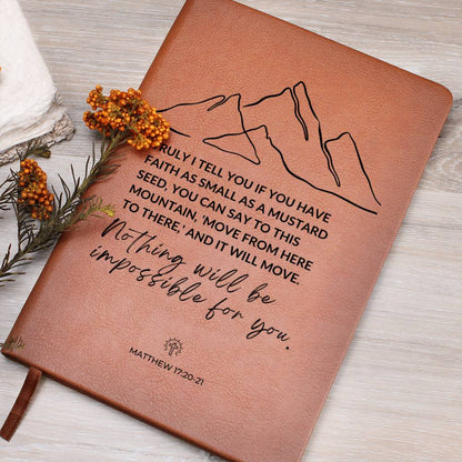 Faith Of A Mustard Seed - Matthew 17:20 - 21 - Custom Leather Journal - Christian Notebook - Liliana and Liam