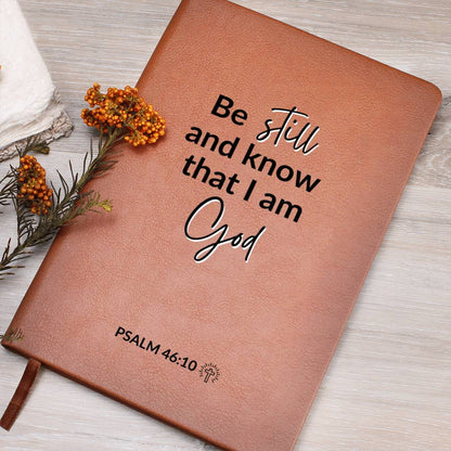 Be Still and Know - Psalm 46:10 - Custom Leather Journal - Christian Notebook - Liliana and Liam