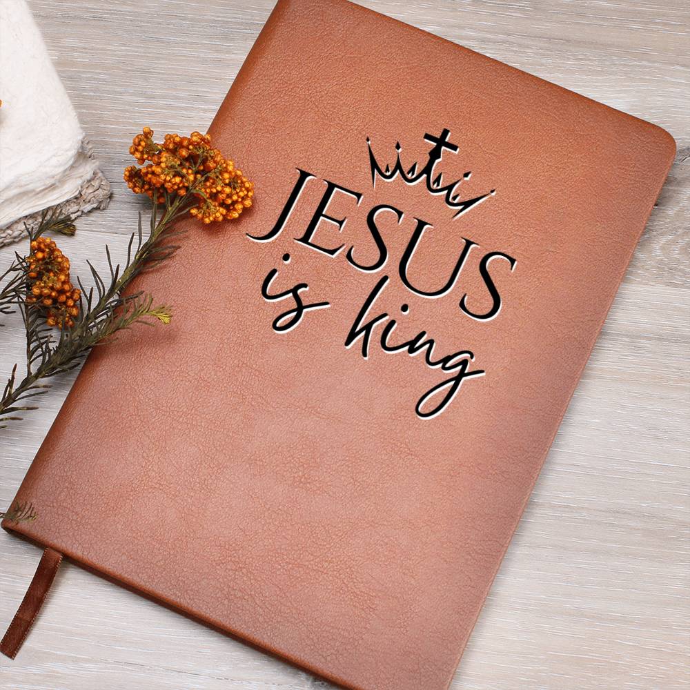 Christian Notebook - Jesus is King - Inspirational Leather Journal - Encouragement, Birthday or Christmas Gift