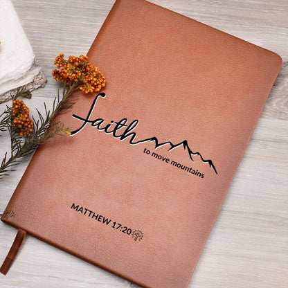 Faith - Matthew 17:20 - Custom Leather Journal - Christian Notebook - Liliana and Liam