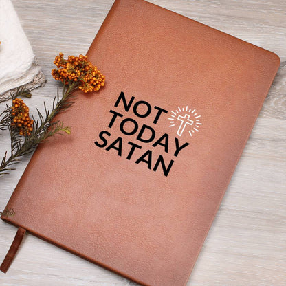 Not Today Satan - Custom Leather Journal - Christian Notebook - Liliana and Liam