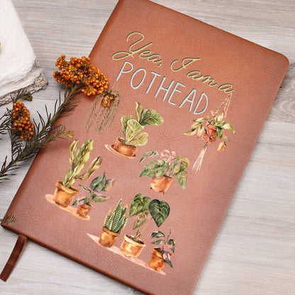 I Am A Pot Head - Custom Leather Journal - Plant Lover Notebook - Liliana and Liam