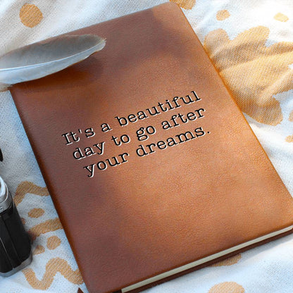 Go After Your Dreams - Custom Leather Journal - Inspirational Notebook - Liliana and Liam