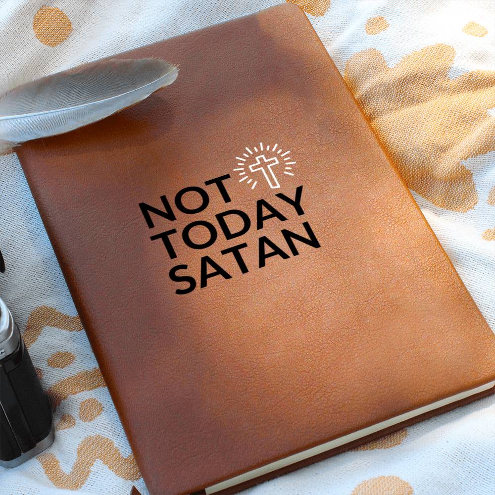 Christian Notebook - Not Today Satan - Inspirational Leather Journal - Encouragement, Birthday or Christmas Gift