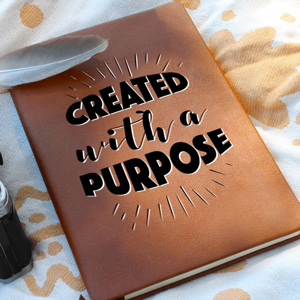 Christian Notebook - Created With A Purpose - Inspirational Leather Journal - Encouragement, Birthday or Christmas Gift