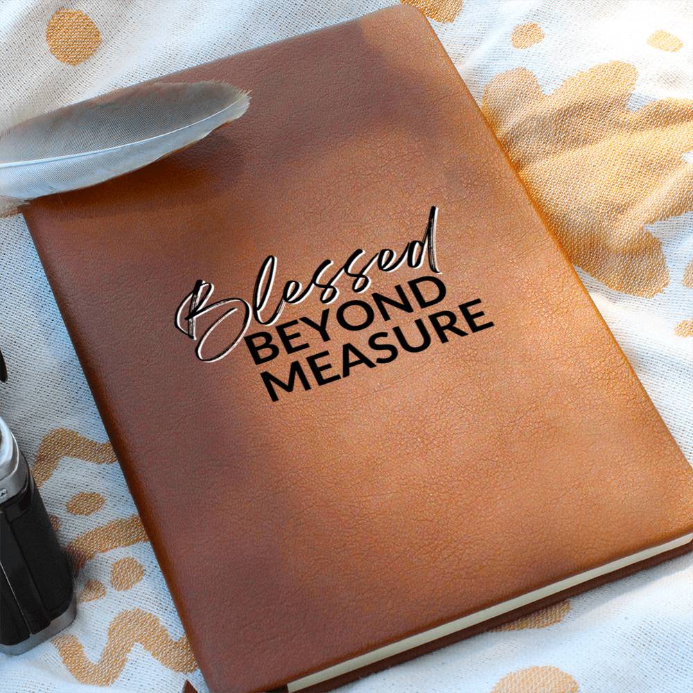 Christian Notebook - Blessed Beyond Measure - Inspirational Leather Journal - Encouragement, Birthday or Christmas Gift