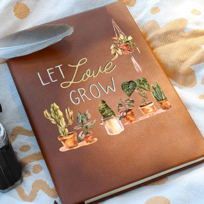 Let Love Grow - Custom Leather Journal - Plant Lover Notebook - Liliana and Liam