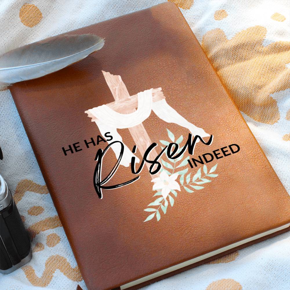 Christian Notebook - He Has Risen - Inspirational Leather Journal - Encouragement, Birthday or Christmas Gift