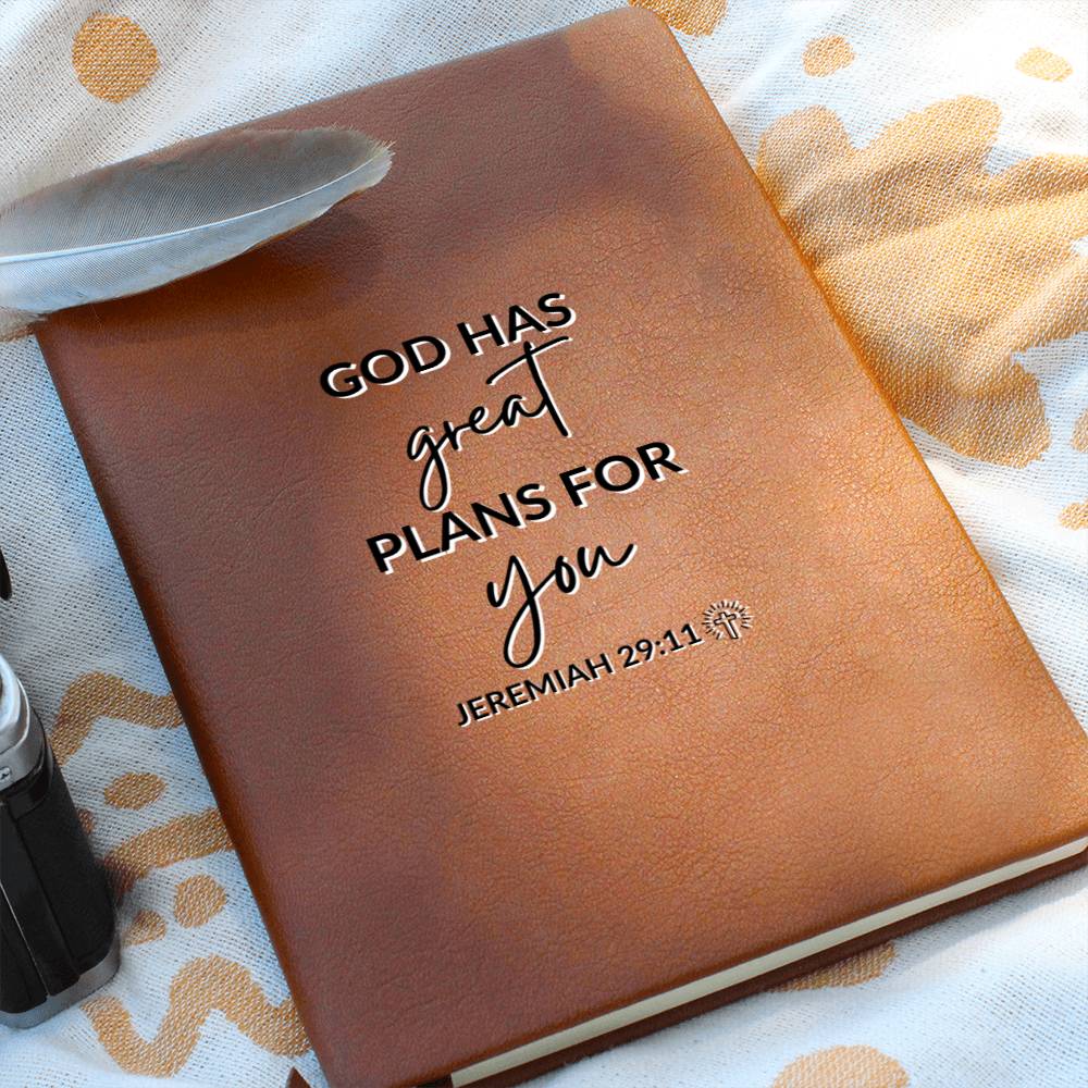 Christian Notebook - Great Plans For You - Jeremiah 29_11 - Inspirational Leather Journal - Encouragement, Birthday or Christmas Gift