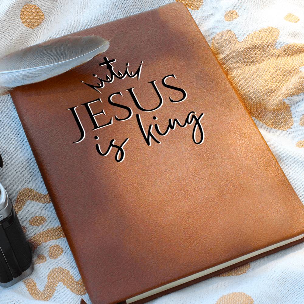 Christian Notebook - Jesus is King - Inspirational Leather Journal - Encouragement, Birthday or Christmas Gift