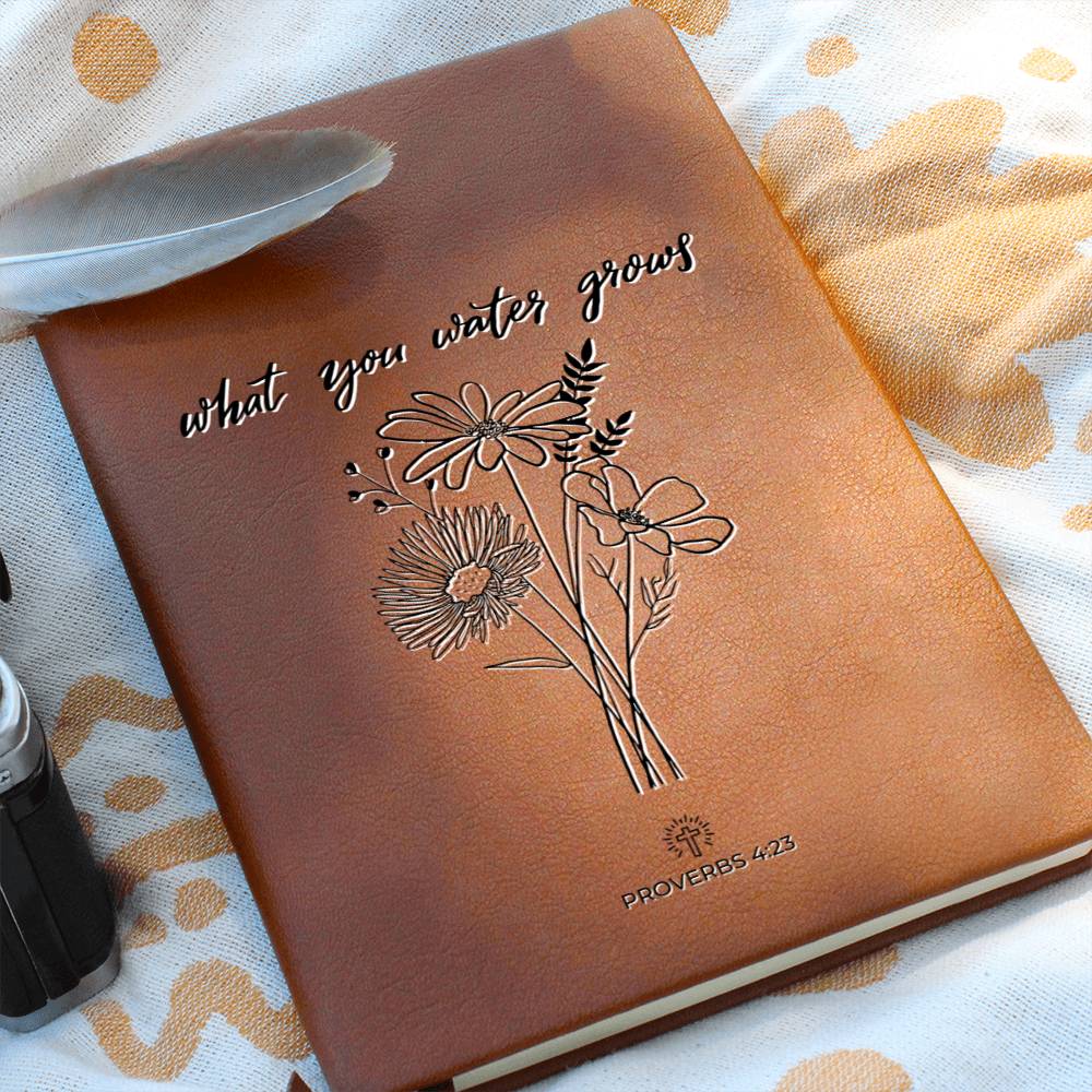 Christian Notebook - Your Thoughts Matter - Proverbs 4:23 - Inspirational Leather Journal - Encouragement, Birthday or Christmas Gift