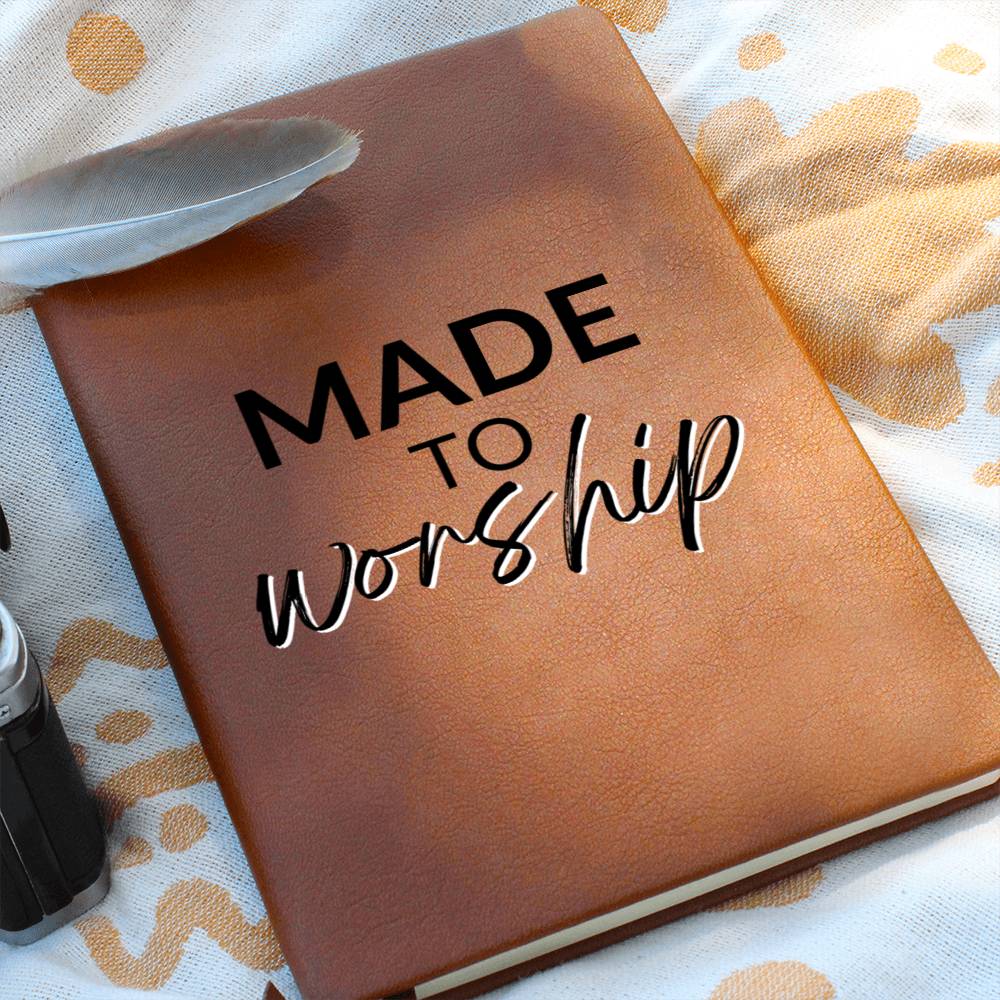 Christian Notebook - Made To Worship - Inspirational Leather Journal - Encouragement, Birthday or Christmas Gift