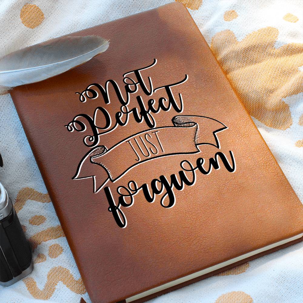 Christian Notebook - Not Perfect, Just Forgiven - Inspirational Leather Journal - Encouragement, Birthday or Christmas Gift