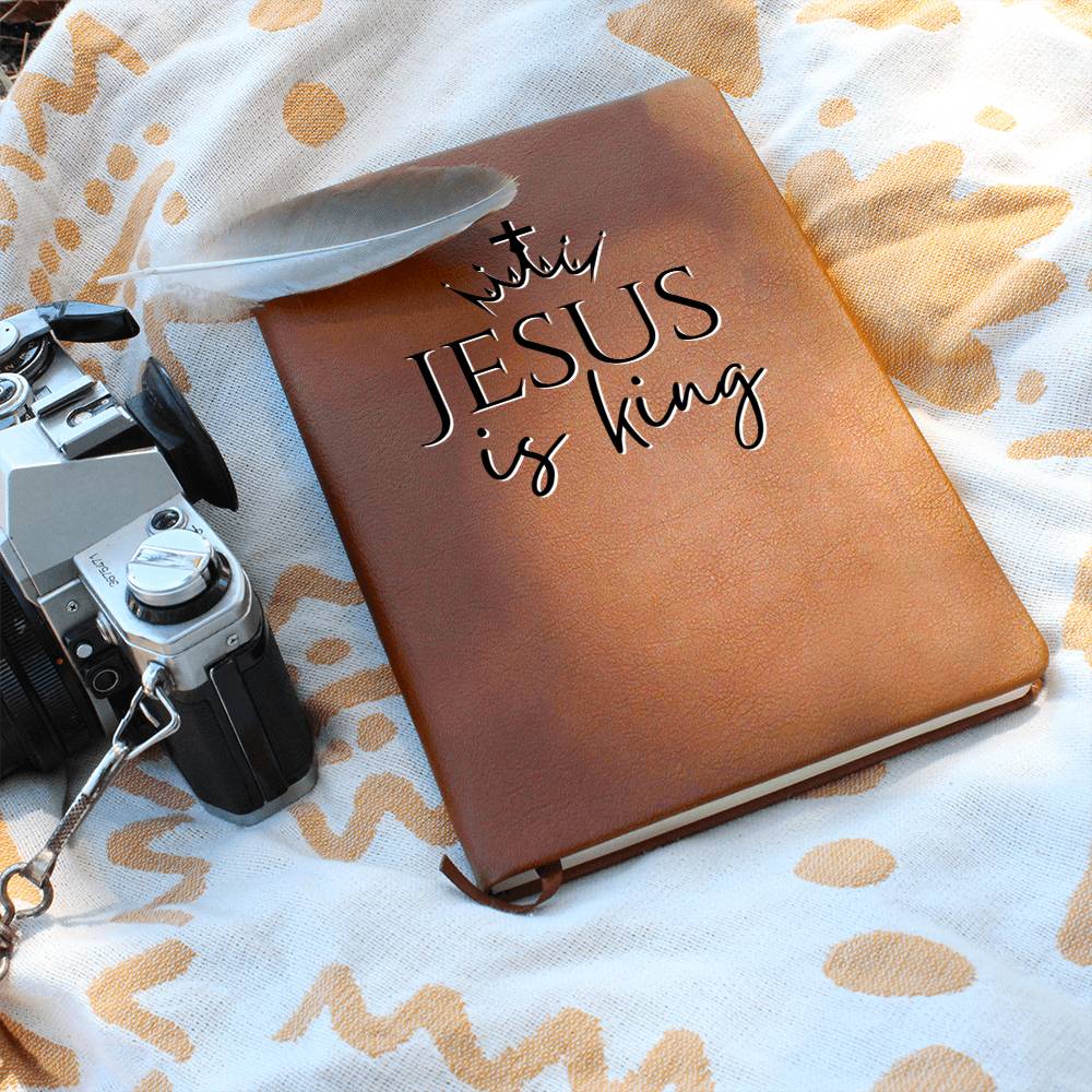 Christian Notebook - Jesus is King - Inspirational Leather Journal - Encouragement, Birthday or Christmas Gift