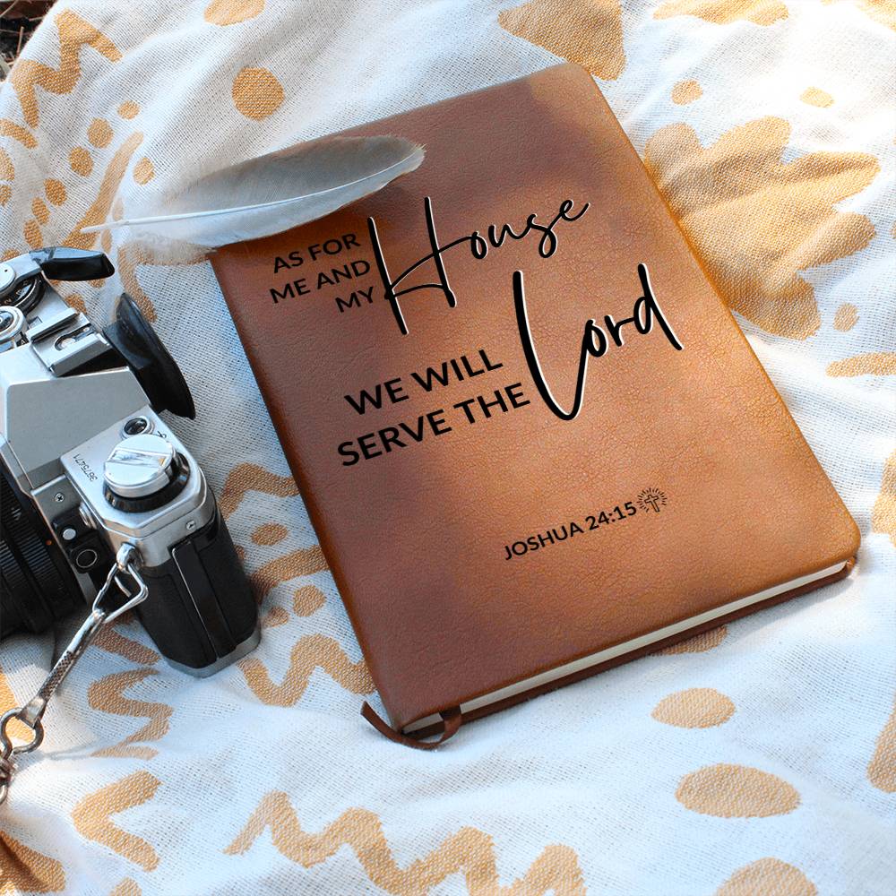 Christian Notebook - As For Me And My House - Joshua 24:15 - Inspirational Leather Journal - Encouragement, Birthday or Christmas Gift