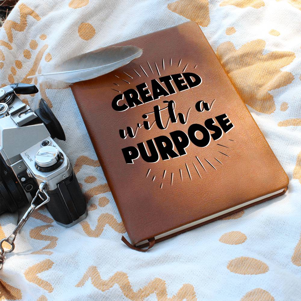 Christian Notebook - Created With A Purpose - Inspirational Leather Journal - Encouragement, Birthday or Christmas Gift