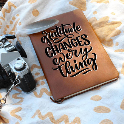 Gratitude Changes Everything - Custom Leather Journal - Inspirational Notebook - Liliana and Liam