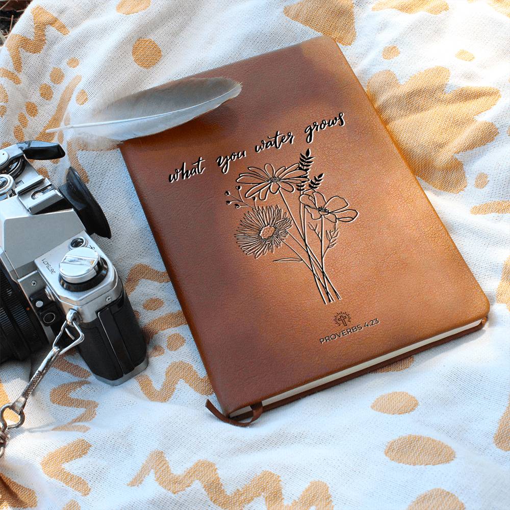 Christian Notebook - Your Thoughts Matter - Proverbs 4:23 - Inspirational Leather Journal - Encouragement, Birthday or Christmas Gift