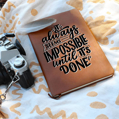 Until It's Done - Custom Leather Journal - Inspirational Notebook - Liliana and Liam