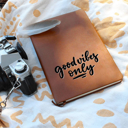 Good Vibes Only - Custom Leather Journal - Inspirational Notebook - Liliana and Liam