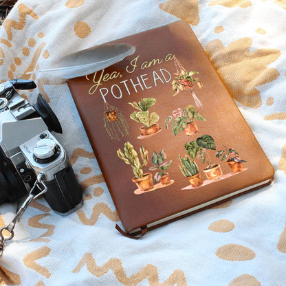 I Am A Pot Head - Custom Leather Journal - Plant Lover Notebook - Liliana and Liam