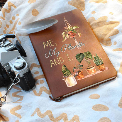 Me, My Plants And I - Custom Leather Journal - Plant Lover Notebook - Liliana and Liam