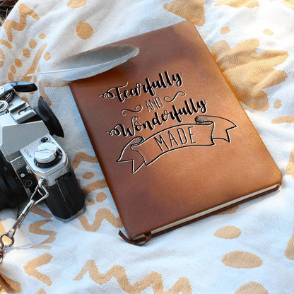 Fearfully and Wonderfully Made - Custom Leather Journal - Christian Notebook - Liliana and Liam