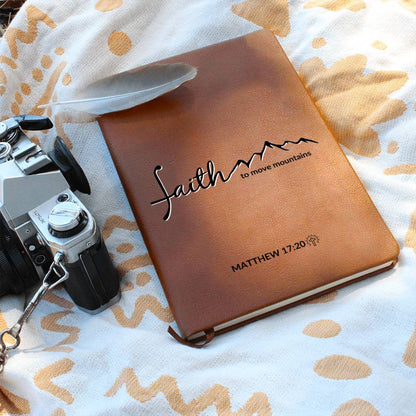 Faith - Matthew 17:20 - Custom Leather Journal - Christian Notebook - Liliana and Liam