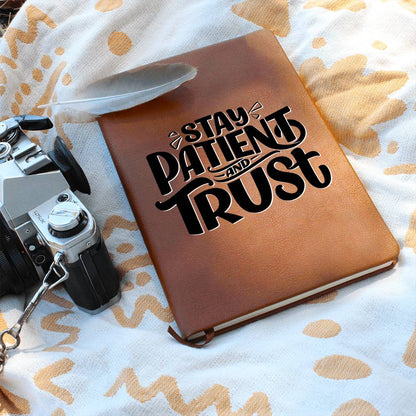 Stay Patient - Custom Leather Journal - Inspirational Notebook - Liliana and Liam