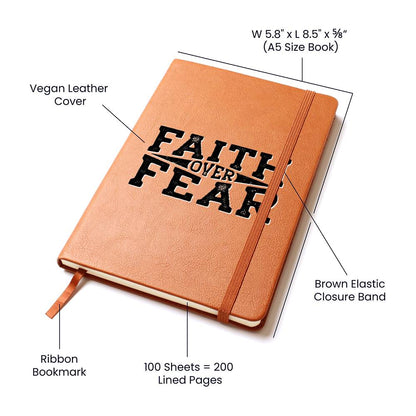Faith Over Fear - Custom Leather Journal - Christian Notebook - Liliana and Liam