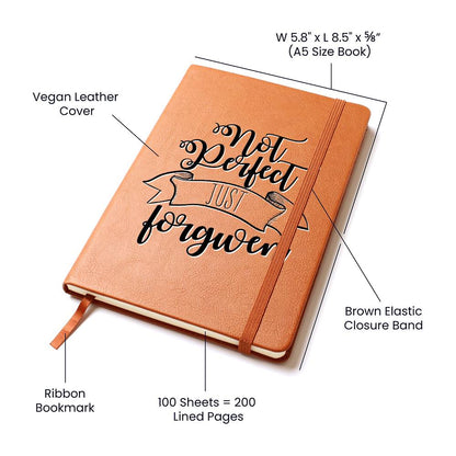 Not Perfect, Just Forgiven - Custom Leather Journal - Christian Notebook - Liliana and Liam